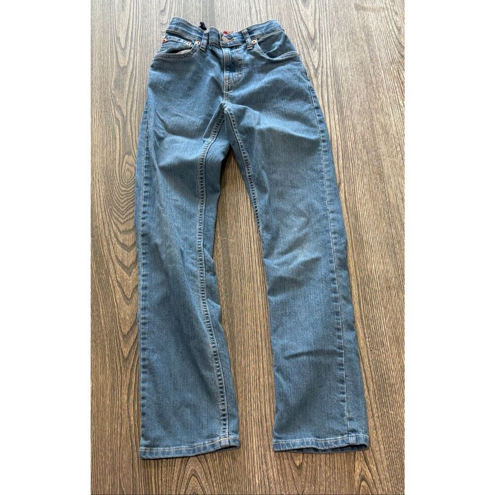 Levi's Youth Boys Straight Jeans Mid Rise Denim Stretch Medium Wash Blue Size 14